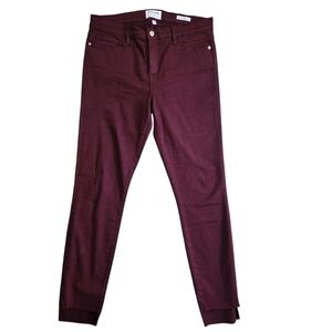 FRAME Raw Edge Hem Burgundy Skinny Jeans - 32